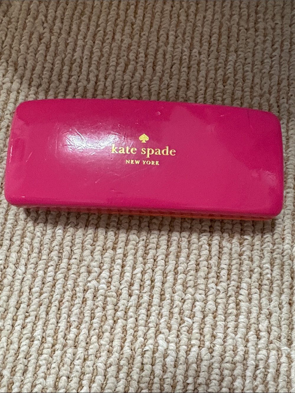 kate spade Bright Pink and Orange Hard Shell Travel Case with Gold Logo